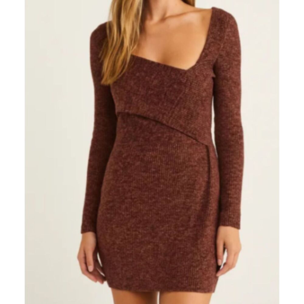Abercrombie & Fitch Ribbed Knit Bodycon Dress Brown Small